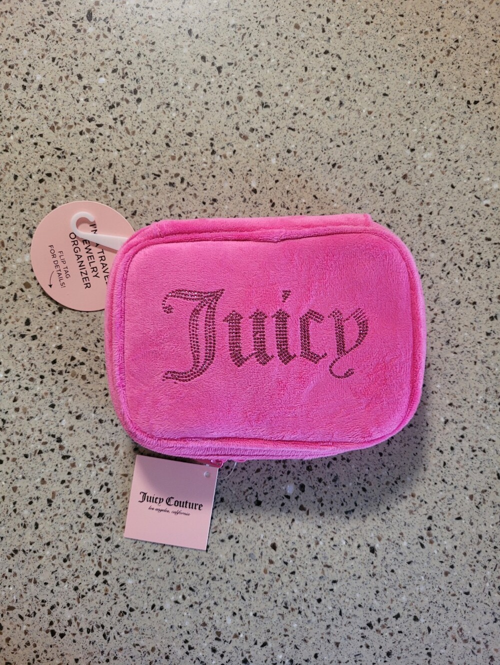 Juicy Couture Velour Travel Jewelry Organizer Storage Case Hot Pink Bling Y2K.⁹